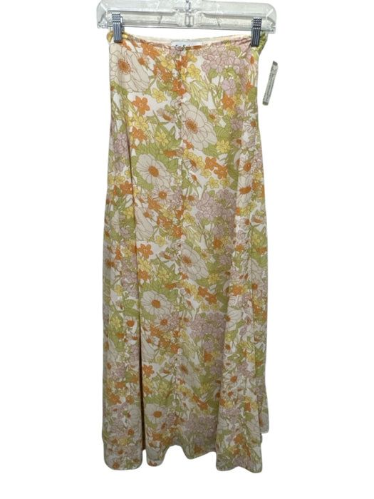 En Saison Size XS White, Yellow & Orange Polyester Floral Side Zip A Line Skirt White, Yellow & Orange / XS