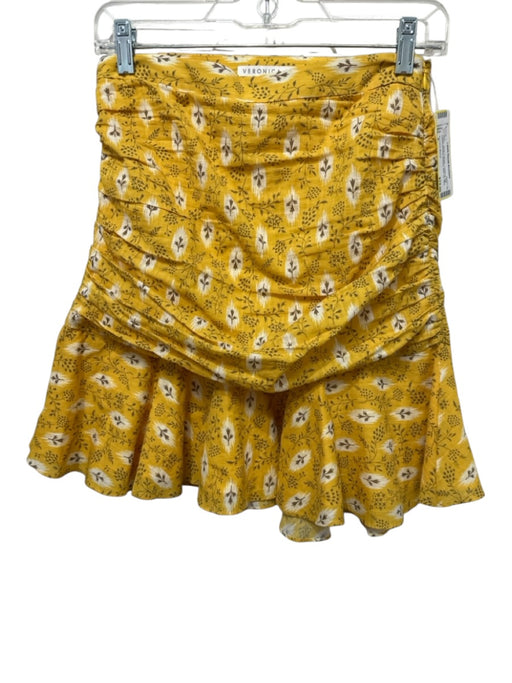 Veronica Beard Size 2 Yellow, White & Brown Cotton & Silk Botanical Print Skirt Yellow, White & Brown / 2