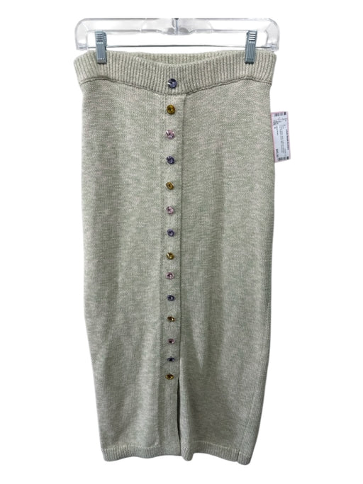 Olivia Rubin Size S Green, White, Multi Cotton & Viscose Knit Buttons Maxi Skirt Green, White, Multi / S