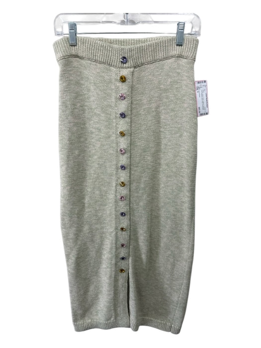 Olivia Rubin Size S Green, White, Multi Cotton & Viscose Knit Buttons Maxi Skirt Green, White, Multi / S