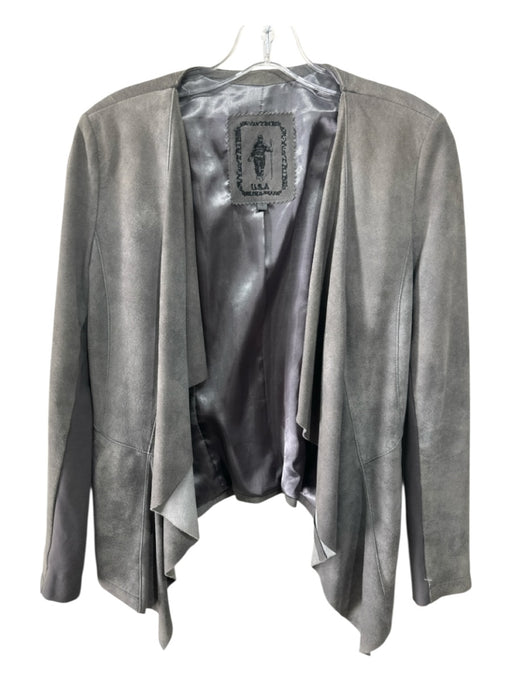 USA Size S Gray Taupe Leather Suede Long Sleeve Open Jacket Gray Taupe / S