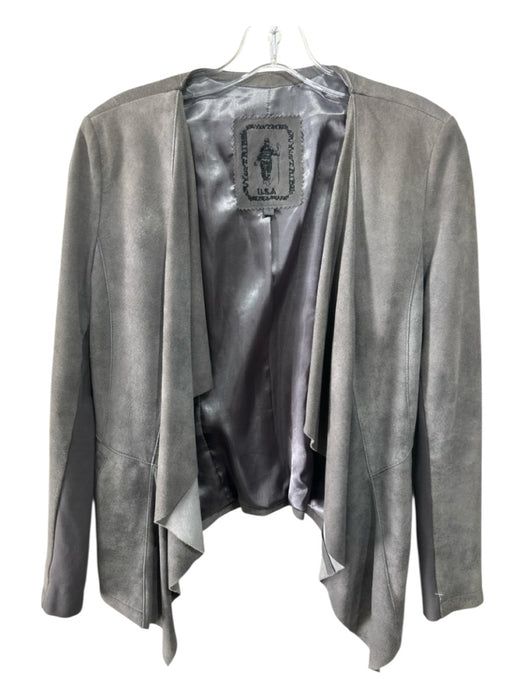 USA Size S Gray Taupe Leather Suede Long Sleeve Open Jacket Gray Taupe / S