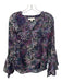 Etcetera Size 4 Purple, Black, Multi Silk Long Sleeve Floral Sheer Top Purple, Black, Multi / 4