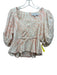 Hunter Bell Size 2 Pink & White Linen & Rayon Short Puff Sleeve Square Neck Top Pink & White / 2