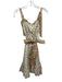 Cleobella Size S White & Brown Cotton Button Up Tie Shoulder Pockets Dress White & Brown / S