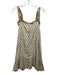 Cleobella Size S White & Brown Cotton Button Up Tie Shoulder Pockets Dress White & Brown / S