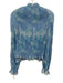 Ganni Size 38 Mixed Blues Polyester Accordion Pleats Long Balloon Sleeve Top Mixed Blues / 38