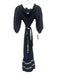 Sachin & Babi Size S Navy Blue & White Linen Off Shoulder Shirred Top Dress Navy Blue & White / S