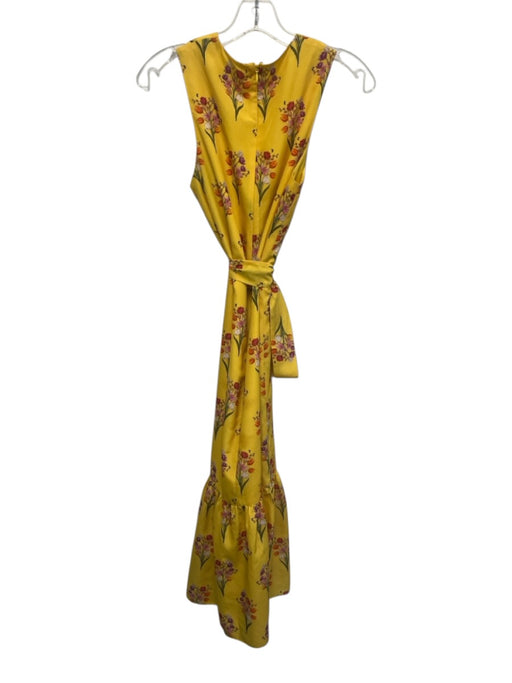 Borgo De Nor Size 10 Yellow & Multi Polyester Floral Sleeveless V Neck Dress Yellow & Multi / 10