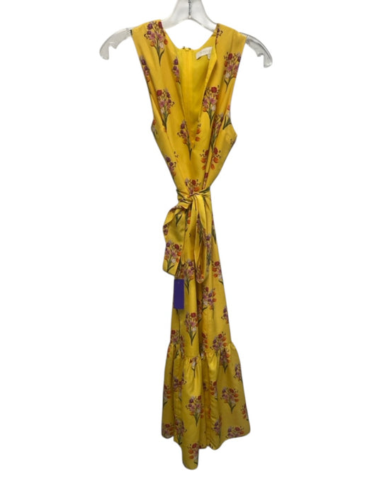 Borgo De Nor Size 10 Yellow & Multi Polyester Floral Sleeveless V Neck Dress Yellow & Multi / 10