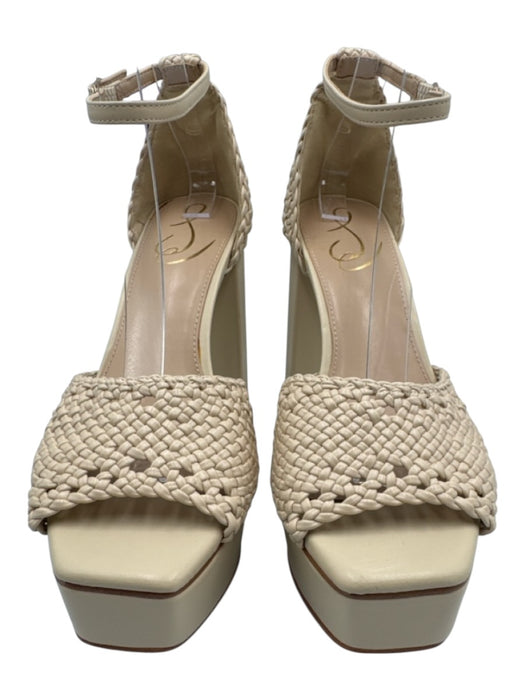 Sam Edelman Shoe Size 7.5 Cream White Synthetic Upper Woven Ankle Buckle Sandals Cream White / 7.5