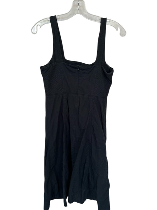 Banana Republic Size 6 Black Cotton Sleeveless Back Zip Side Pockets Midi Dress Black / 6