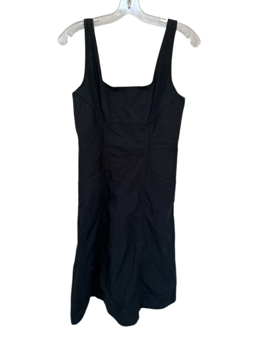 Banana Republic Size 6 Black Cotton Sleeveless Back Zip Side Pockets Midi Dress Black / 6