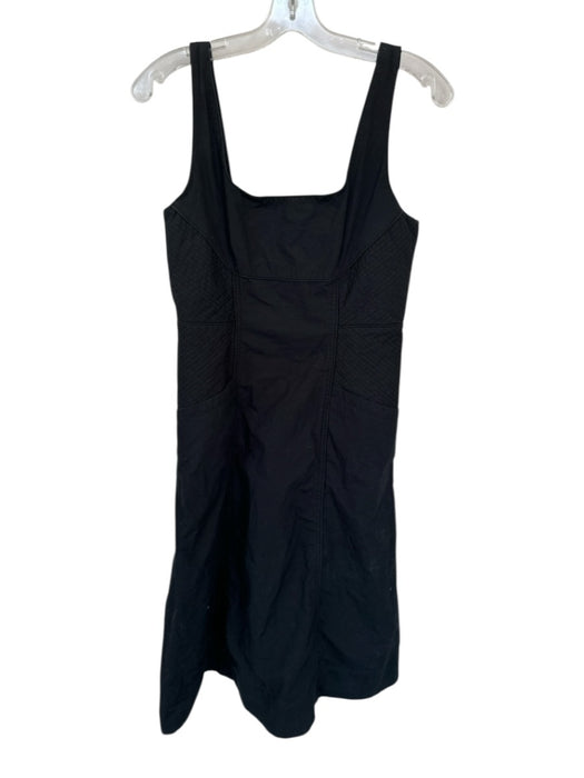 Banana Republic Size 6 Black Cotton Sleeveless Back Zip Side Pockets Midi Dress Black / 6