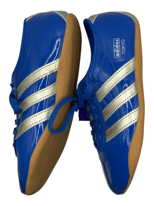 Adidas Shoe Size 7 Blue & Silver Patent Leather Athletic Sneakers Blue & Silver / 7