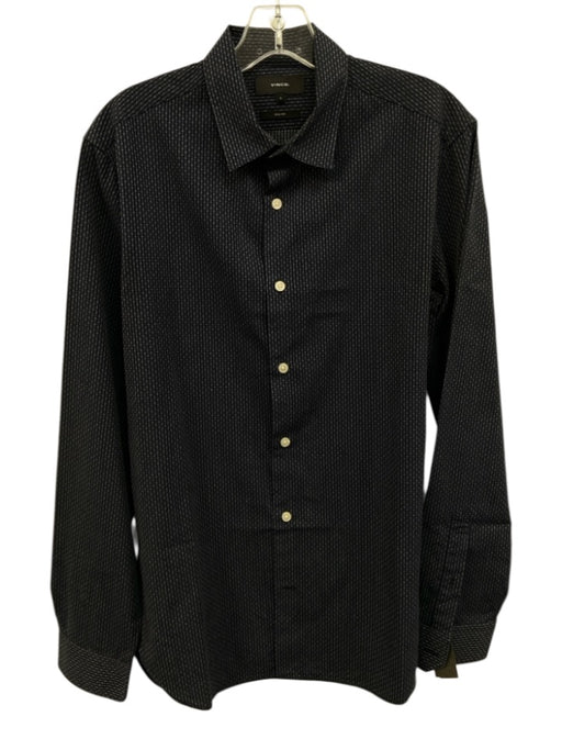 Vince Size S Navy Blue & White Cotton All Over Print Men's Long Sleeve Shirt Navy Blue & White / S