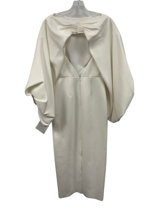 Roksanda Size 6 Ivory White Acetate & Polyester Silk Lining 3/4 puff sleeve Gown Ivory White / 6