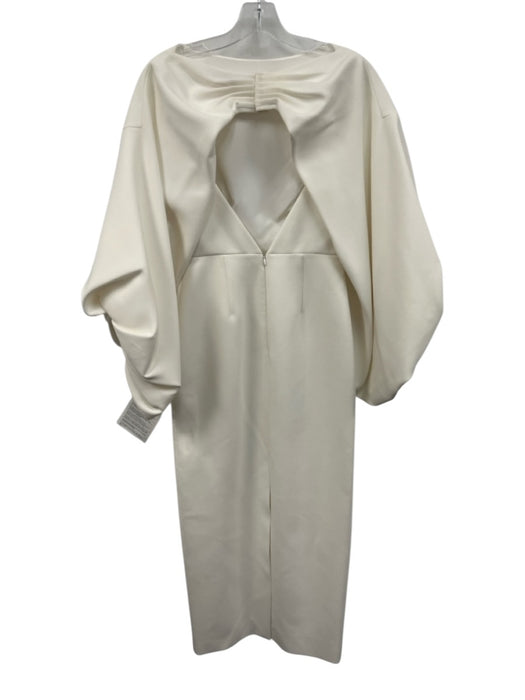 Roksanda Size 6 Ivory White Acetate & Polyester Silk Lining 3/4 puff sleeve Gown Ivory White / 6