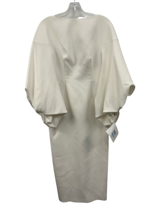 Roksanda Size 6 Ivory White Acetate & Polyester Silk Lining 3/4 puff sleeve Gown Ivory White / 6