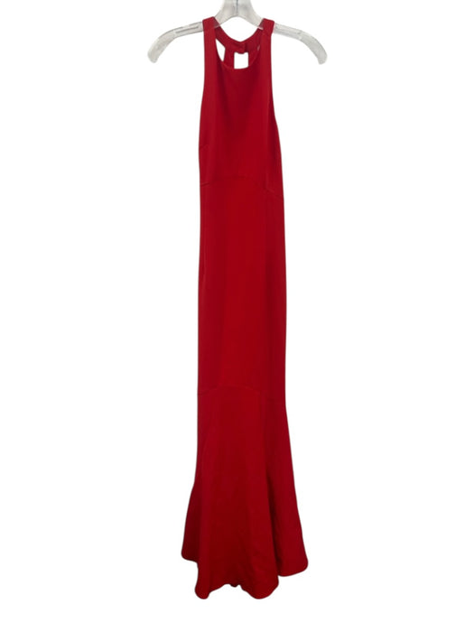 Jarbo Size S-10 Red Polyester Sleeveless Halter Neck Flare Hem Gown Red / S-10