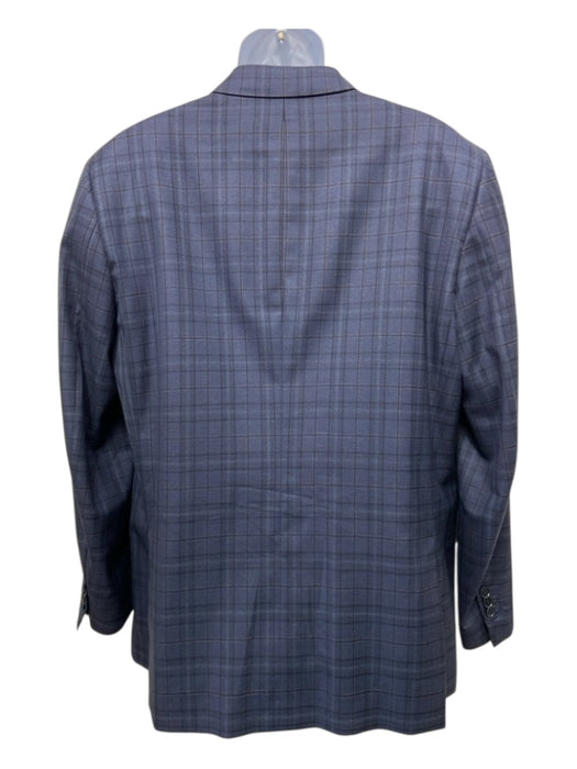 Isaia Navy Wool Plaid 2 Button Men's Suit 56