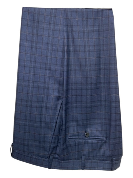 Isaia Navy Wool Plaid 2 Button Men's Suit 56