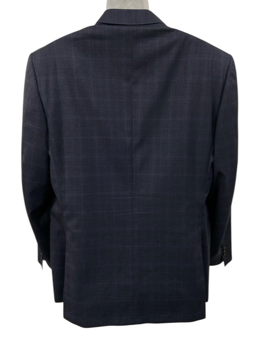 Canali Navy Blue Wool Plaid 2 Button Men's Suit Navy Blue / 54