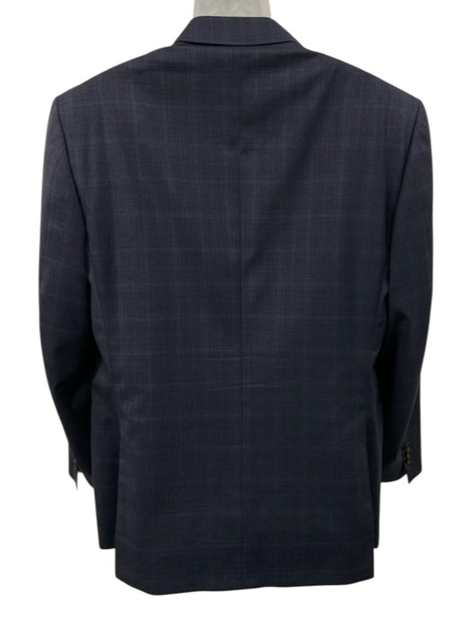 Canali Navy Blue Wool Plaid 2 Button Men's Suit Navy Blue / 54