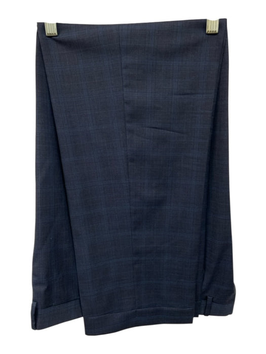 Canali Navy Blue Wool Plaid 2 Button Men's Suit Navy Blue / 54