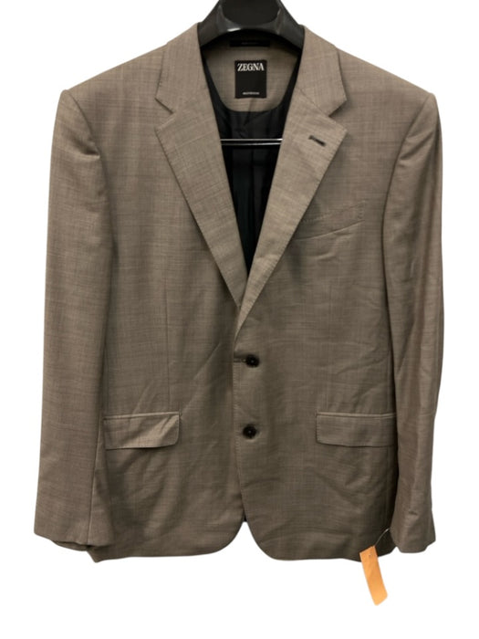 Zegna Tan Wool Solid 2 Button Men's Suit Tan / 54R