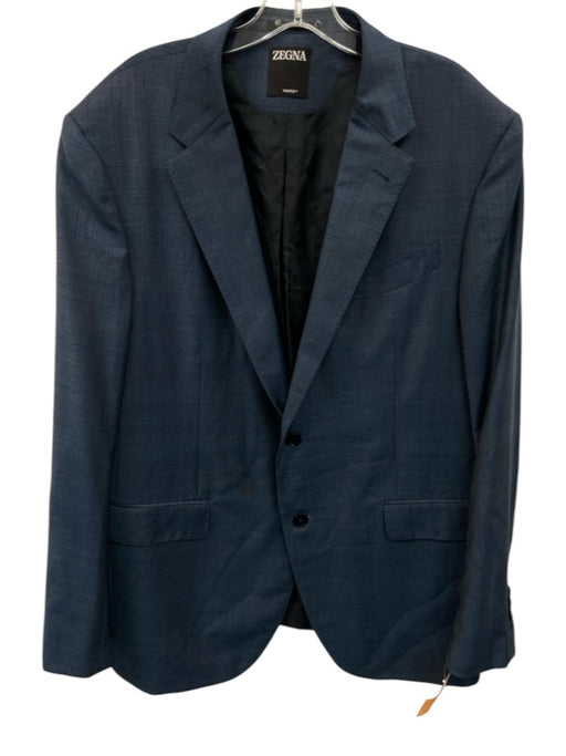 Zegna Blue Wool Solid 2 Button Men's Suit Blue / 56