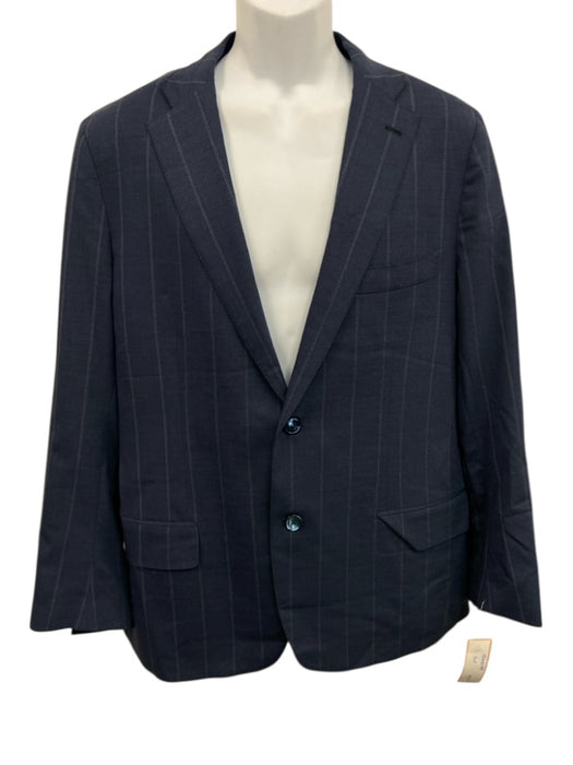 Isaia Blue Wool Striped 2 Button Men's Suit Blue / 56R