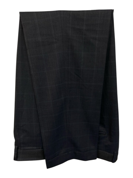 Zegna Blue Wool Plaid 2 Button Men's Suit Blue / 56