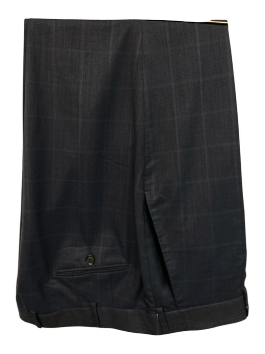 Zegna Blue Wool Plaid 2 Button Men's Suit Blue / 56