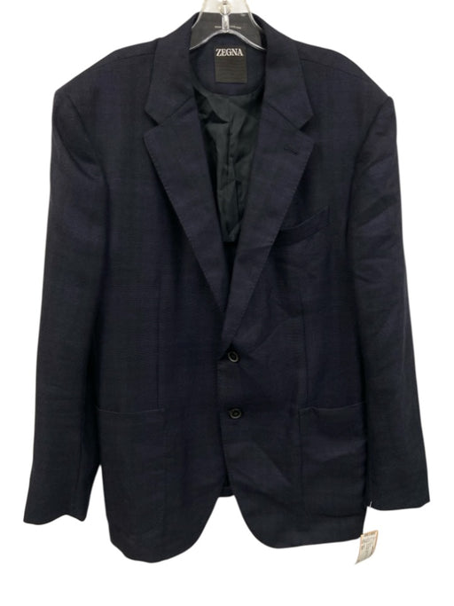 Zegna Navy Blue Cashmere Solid 2 Button Men's Blazer Navy Blue / 56R