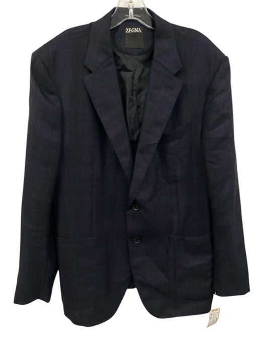 Zegna Navy Blue Cashmere Solid 2 Button Men's Blazer Navy Blue / 56R