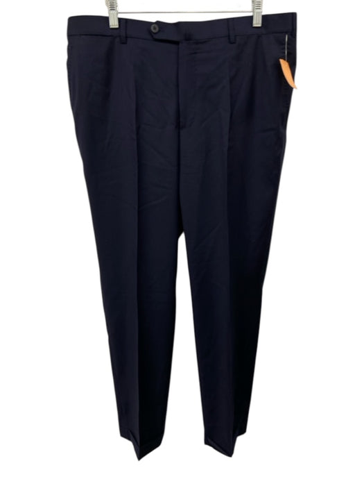 Isaia Size 38 Navy Blue Wool Solid Men's Pants Navy Blue / 38
