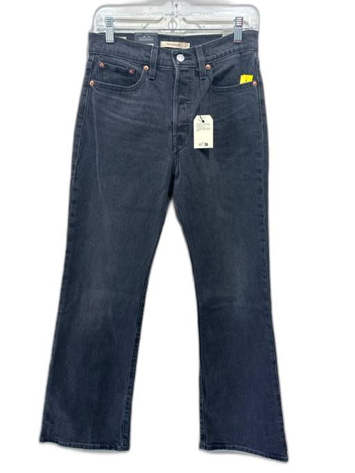 Levis Size 27 Black Wash Cotton Denim Button Fly High Rise Boot Cut Jeans Black Wash / 27