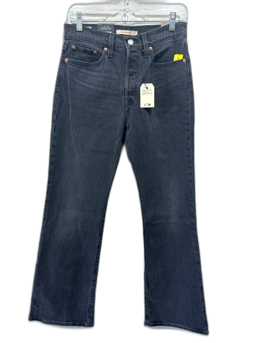 Levis Size 27 Black Wash Cotton Denim Button Fly High Rise Boot Cut Jeans Black Wash / 27