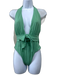 We Wore What Size L Sage green Nylon Halter V Neck Tie Neck One Piece Swimsuit Sage green / L
