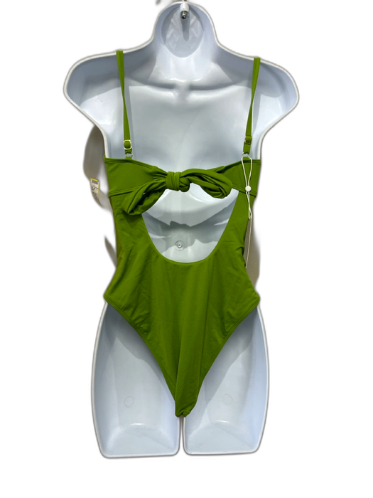 Monday Swimwear Size M Green Recycled Nylon Spaghetti Strap Back Tie Swimsuit Green / M