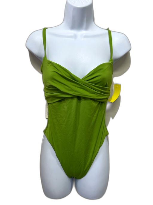 Monday Swimwear Size M Green Recycled Nylon Spaghetti Strap Back Tie Swimsuit Green / M