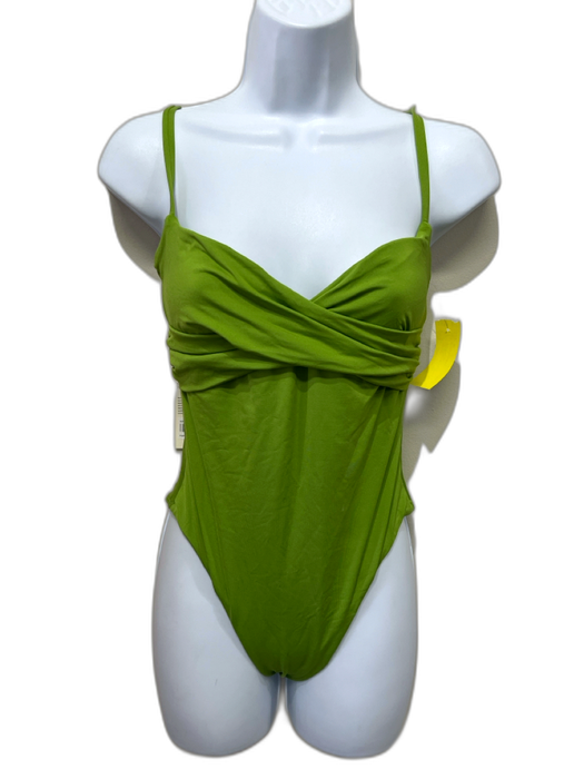 Monday Swimwear Size M Green Recycled Nylon Spaghetti Strap Back Tie Swimsuit Green / M
