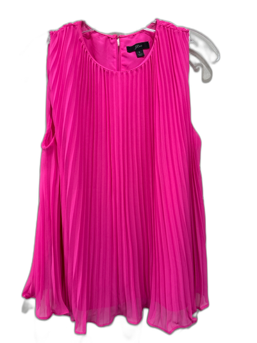 J. Crew Size S Fuchsia Pink Polyester Sleeveless Accordion Pleat Back button Top Fuchsia Pink / S