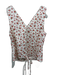 Reformation Size S Cream & Red Tencel Sleeveless V Neck Floral Tie Back Top Cream & Red / S