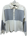 J. Crew Size S Cream & Navy Cotton Long Sleeve Horizontal Stripe 1/4 Button Top Cream & Navy / S