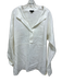 Worth Size L White Linen Long Sleeve 1/2 Button Paneled Oversize Top White / L