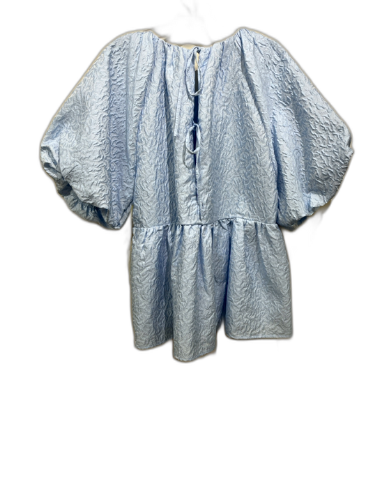 Hyacinth House Size XL Baby Blue Polyester Short Balloon Sleeve Textured Top Baby Blue / XL