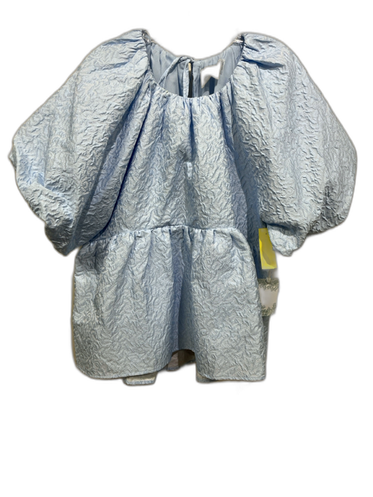 Hyacinth House Size XL Baby Blue Polyester Short Balloon Sleeve Textured Top Baby Blue / XL