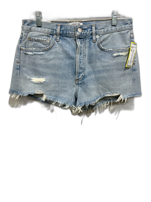 Agolde Size 28 Light Wash Cotton Denim Button Fly Ripped Fray hem Cut Off Shorts Light Wash / 28